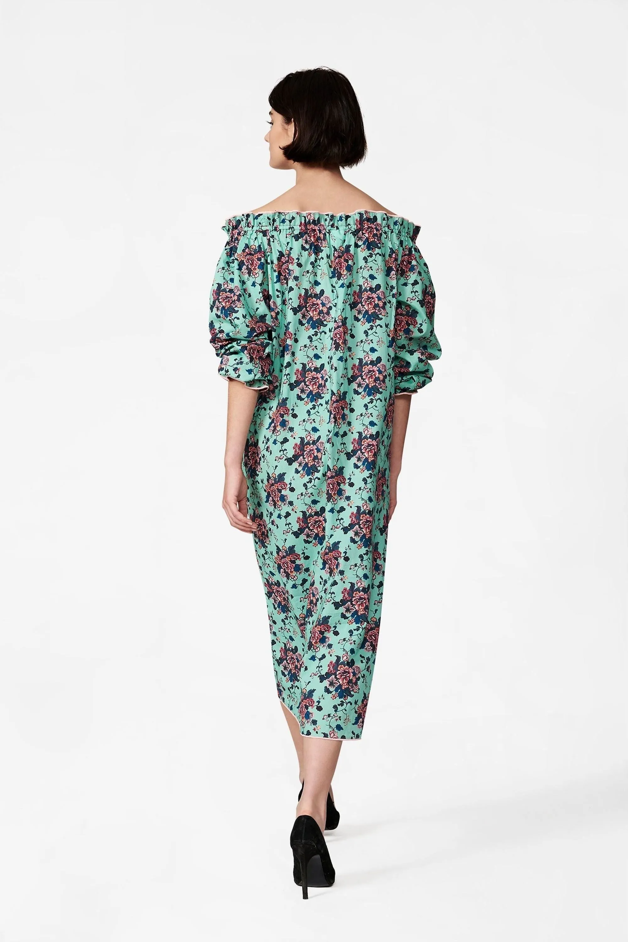 Grace Turquoise Chinoiserie Floral Dress