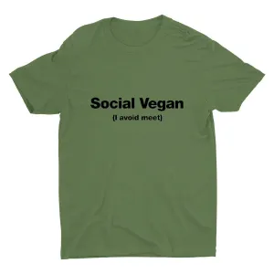 I avoid"meet" printed T-shirt