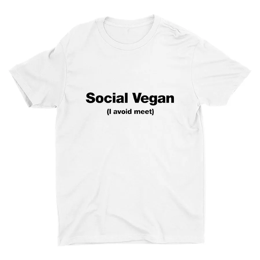 I avoid"meet" printed T-shirt