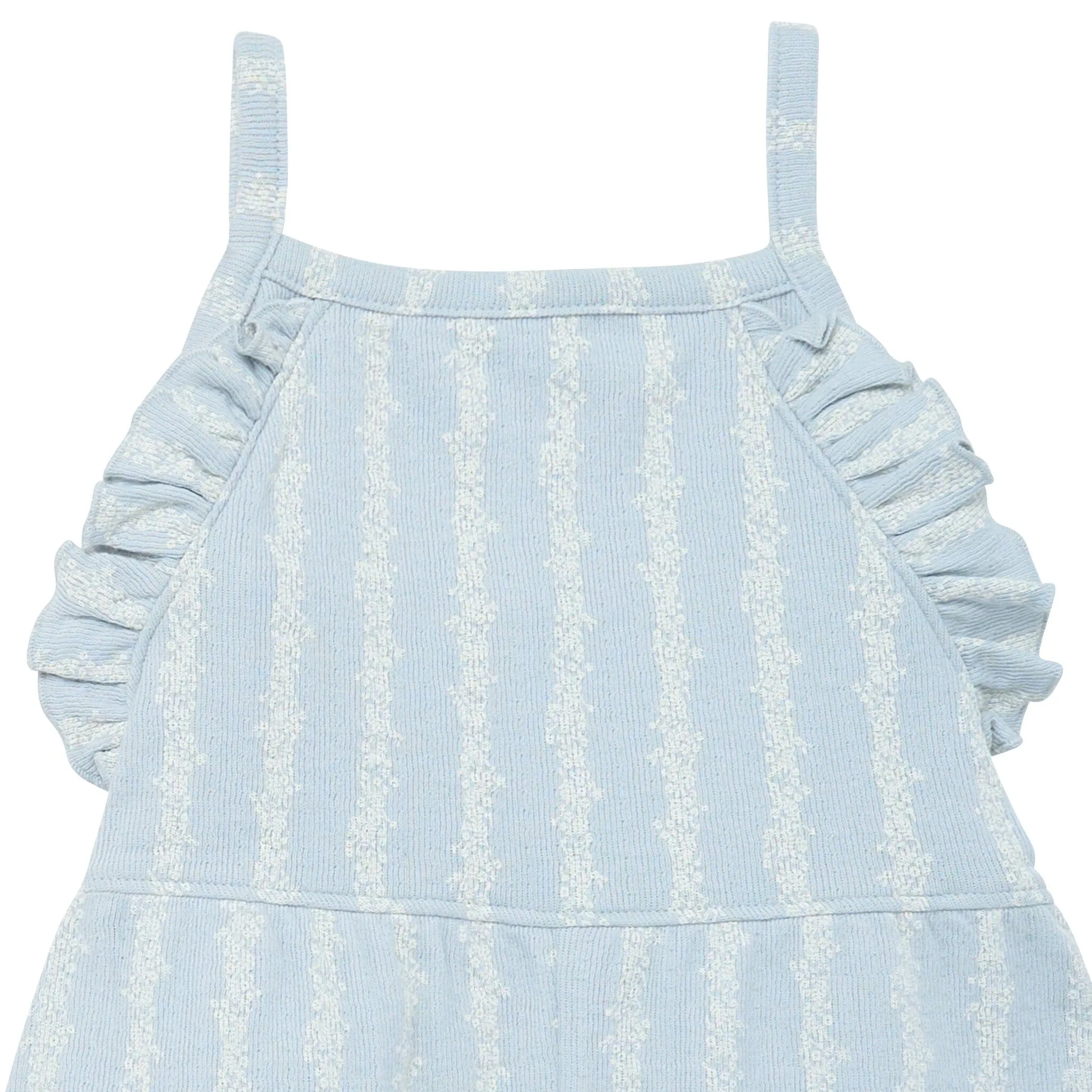 Infant & Toddler Girls Light Blue Mini Flower Stripe Ruffle Romper