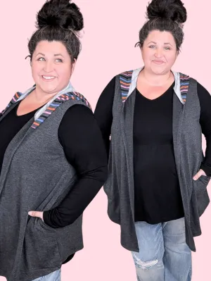 Jasmine Lightweight Vest Top w/Hood in Charcoal