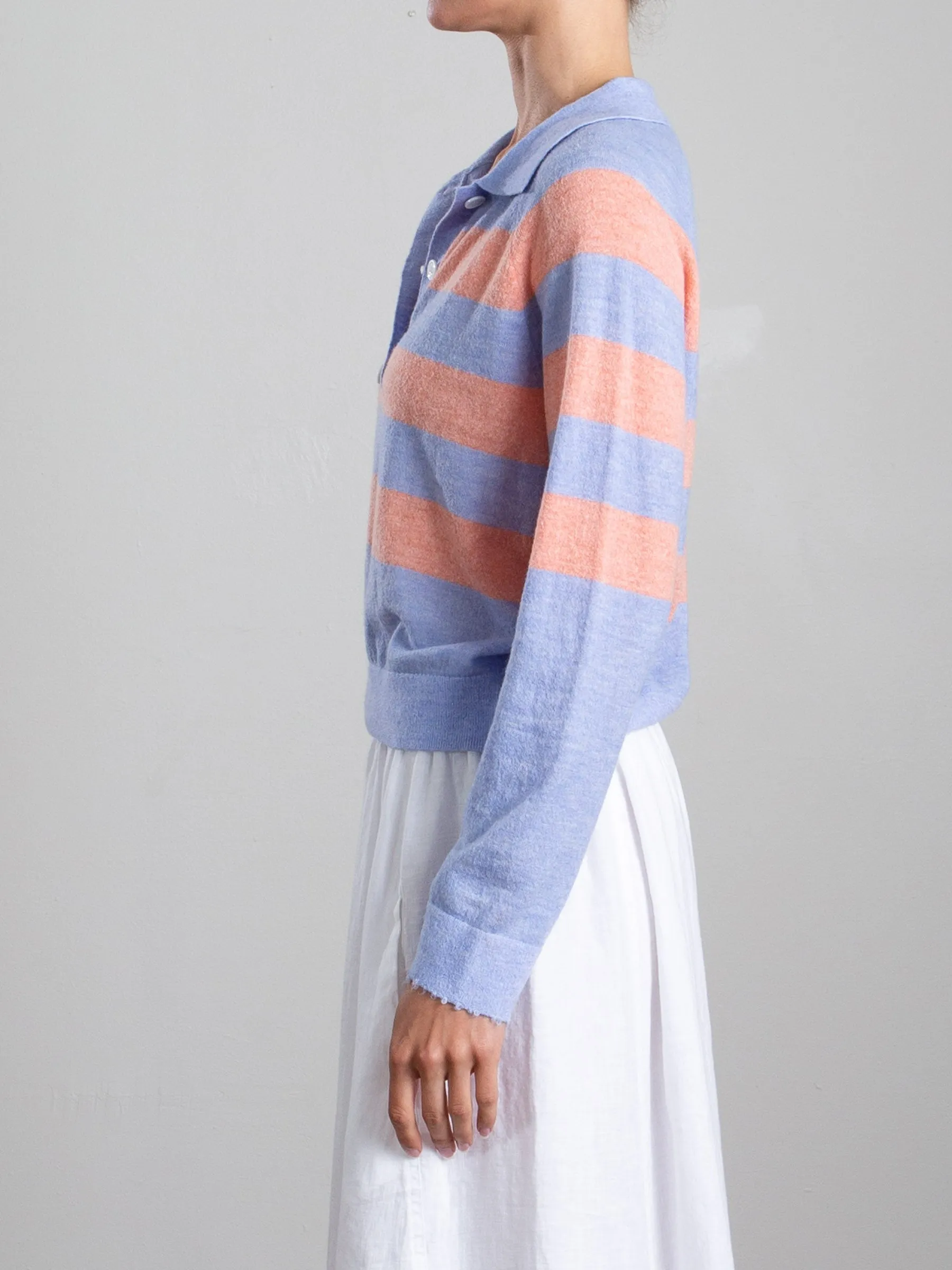 Jasper Polo in Stripe - Crystal/Peach