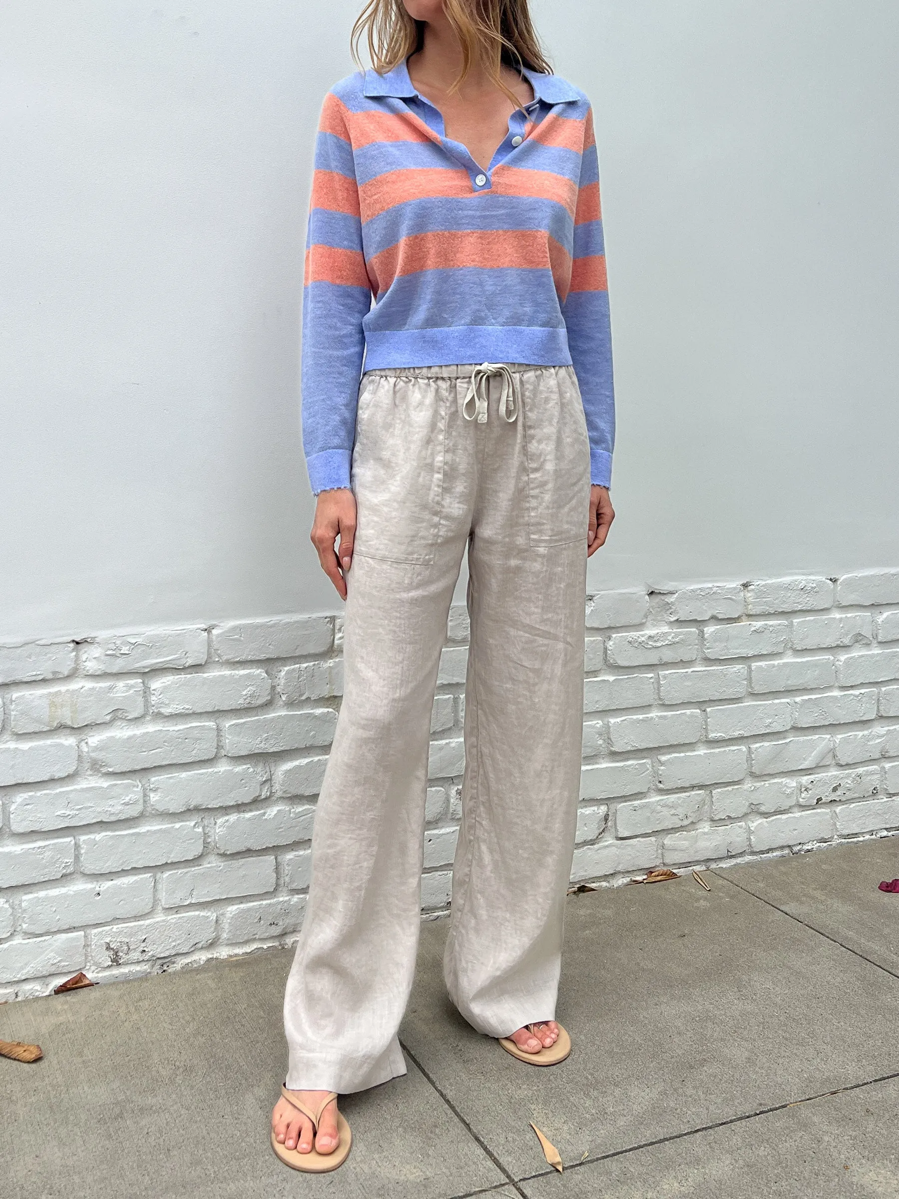 Jasper Polo in Stripe - Crystal/Peach