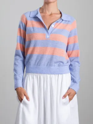 Jasper Polo in Stripe - Crystal/Peach