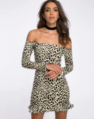 Jazzie Off the Shoulder Dress in Cheetah