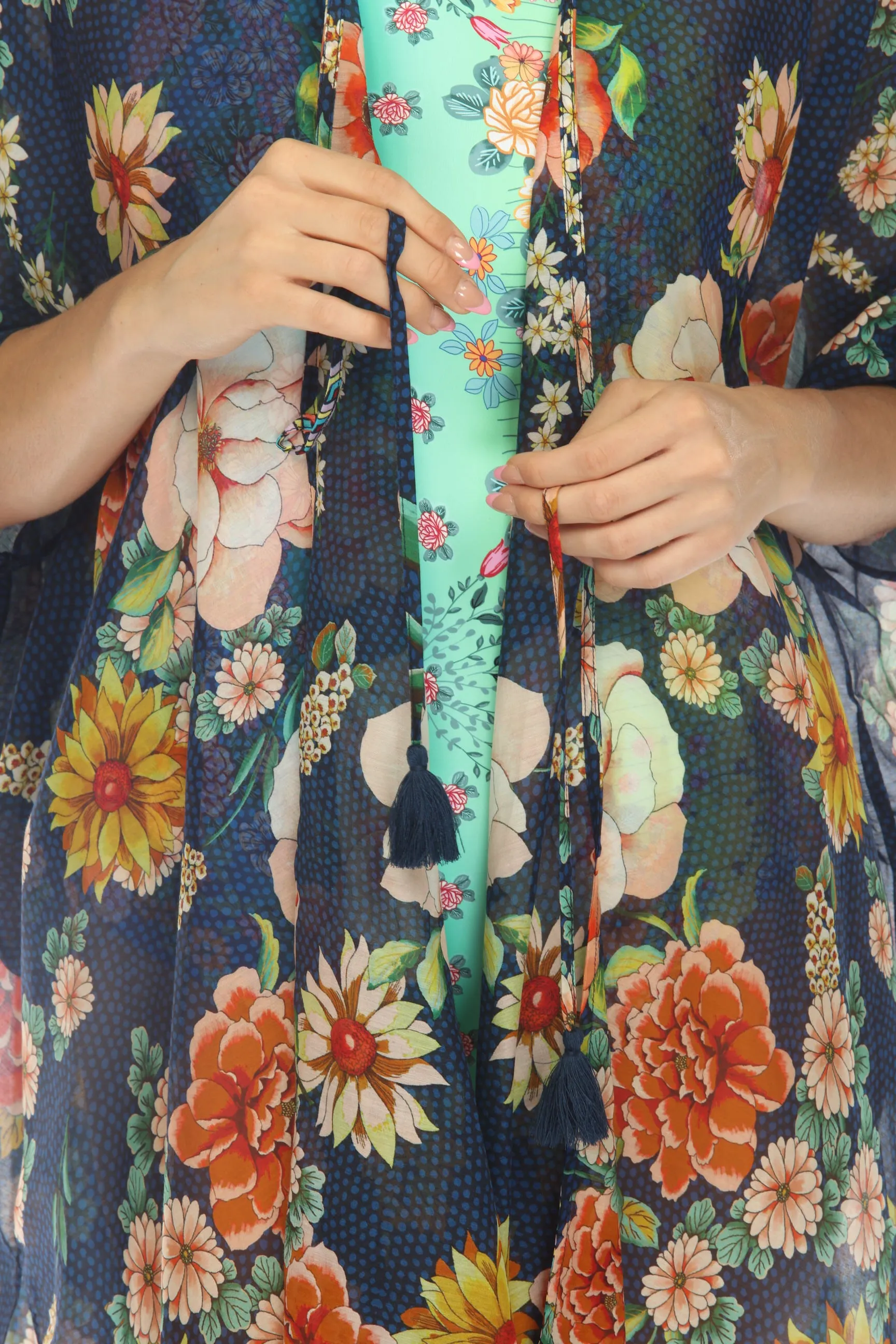 Johnny Was Mia Floral Short Swim Cover-Up Kimono Boho Chic CSW3822BH