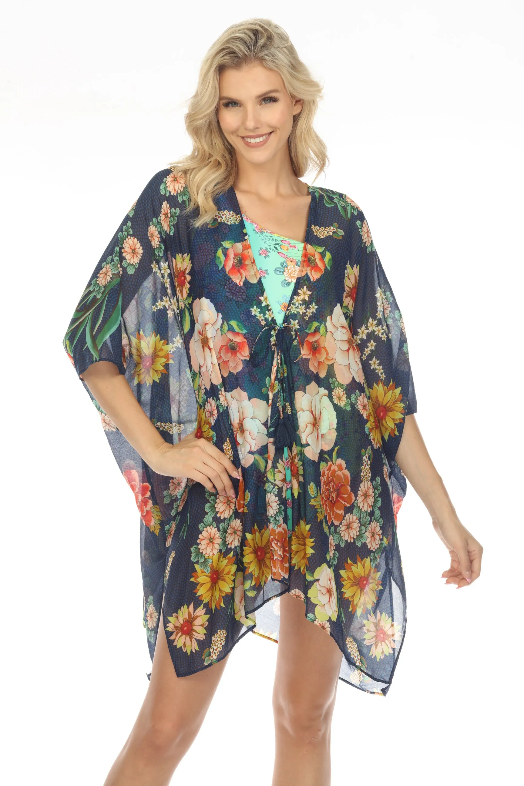 Johnny Was Mia Floral Short Swim Cover-Up Kimono Boho Chic CSW3822BH