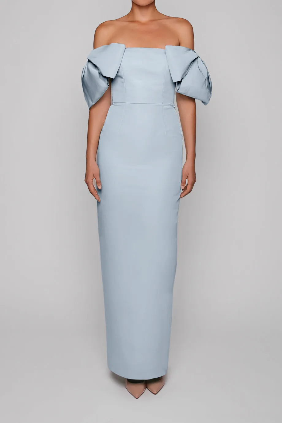 Josephine Silk Faille Column Gown with Detachable Cape