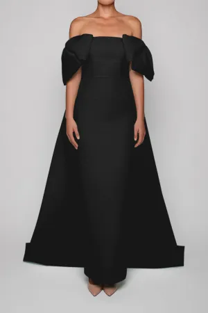 Josephine Silk Faille Column Gown with Detachable Cape