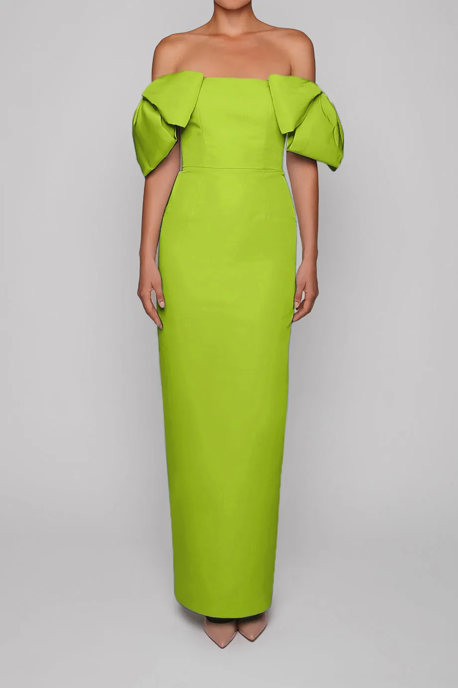 Josephine Silk Faille Column Gown with Detachable Cape