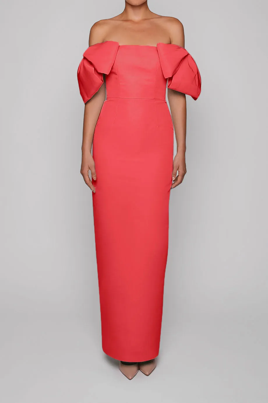 Josephine Silk Faille Column Gown with Detachable Cape