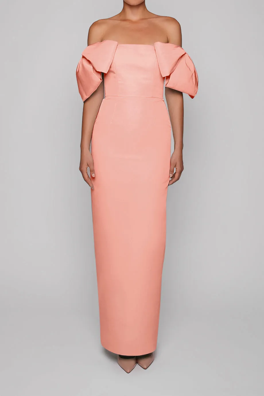 Josephine Silk Faille Column Gown with Detachable Cape