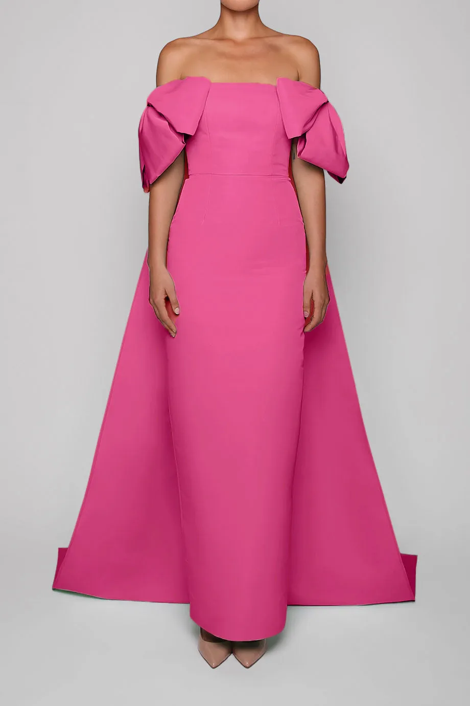 Josephine Silk Faille Column Gown with Detachable Cape
