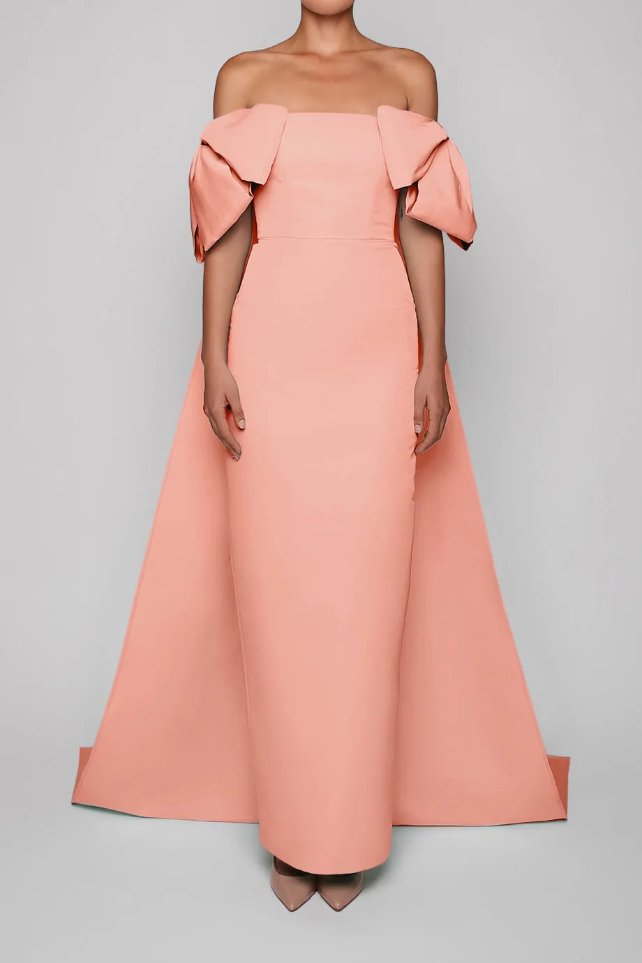 Josephine Silk Faille Column Gown with Detachable Cape