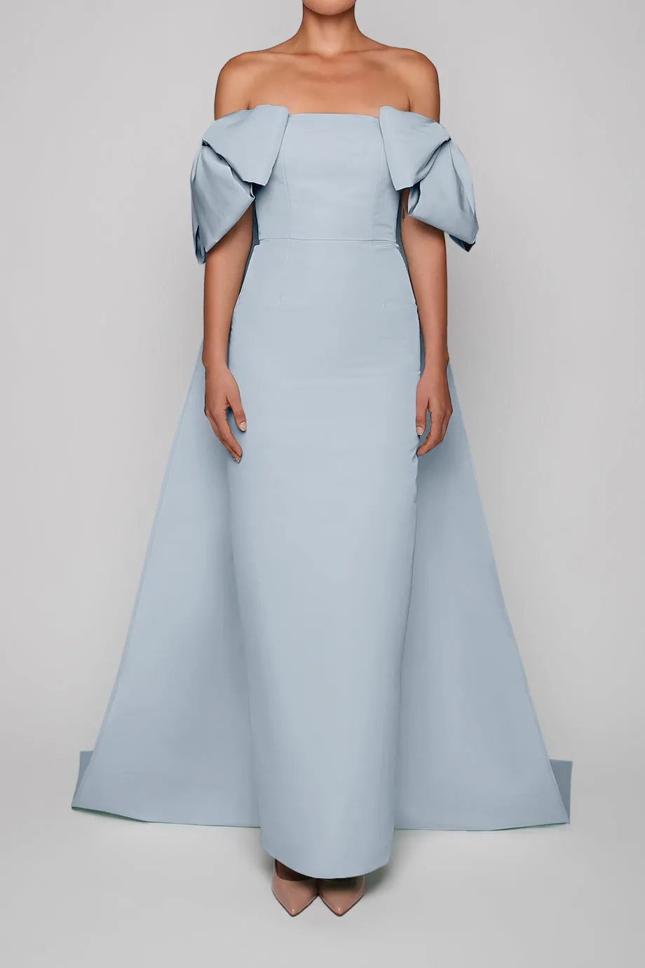 Josephine Silk Faille Column Gown with Detachable Cape