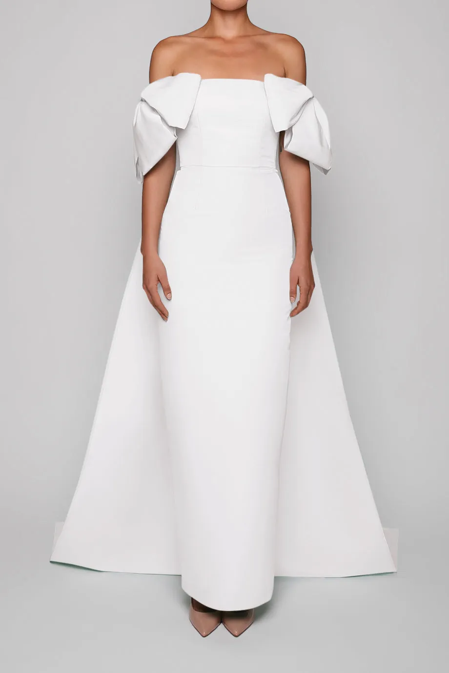 Josephine Silk Faille Column Gown with Detachable Cape