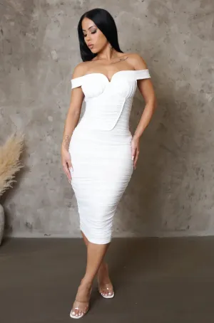 Kelsie Off the Shoulder White Dress