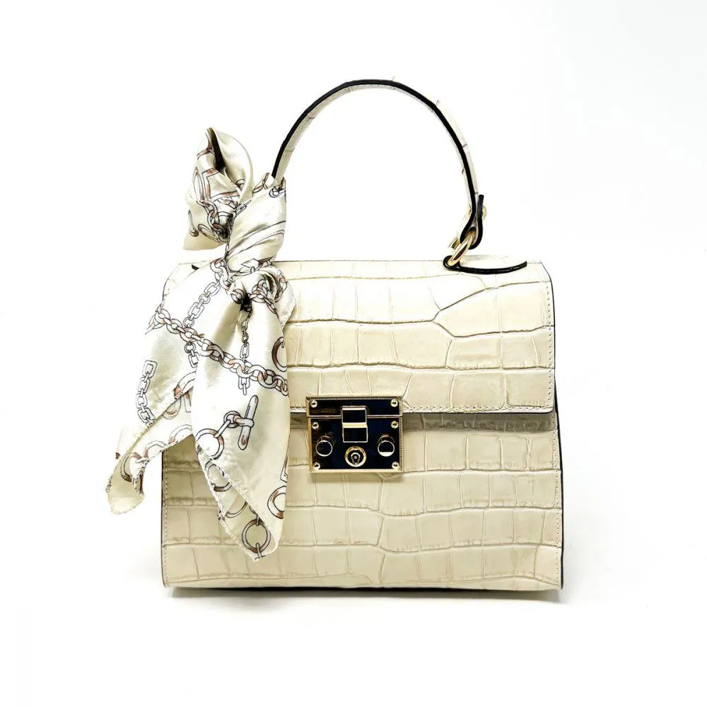 Kevin's Ladies Leather Hand Bag with Silk Scarf