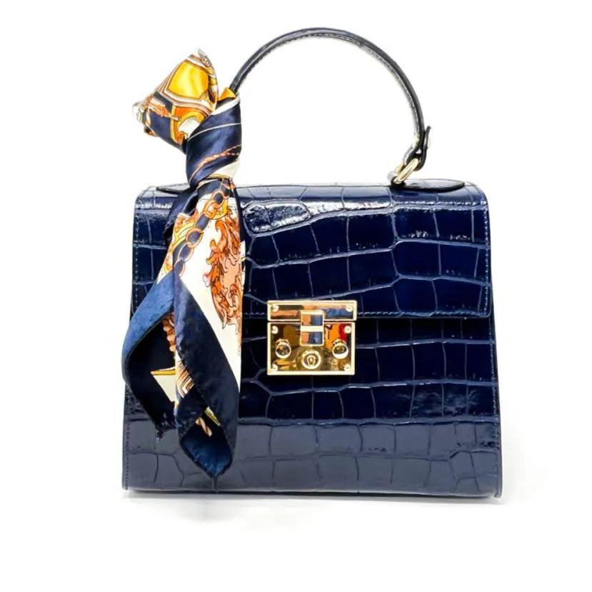 Kevin's Ladies Leather Hand Bag with Silk Scarf