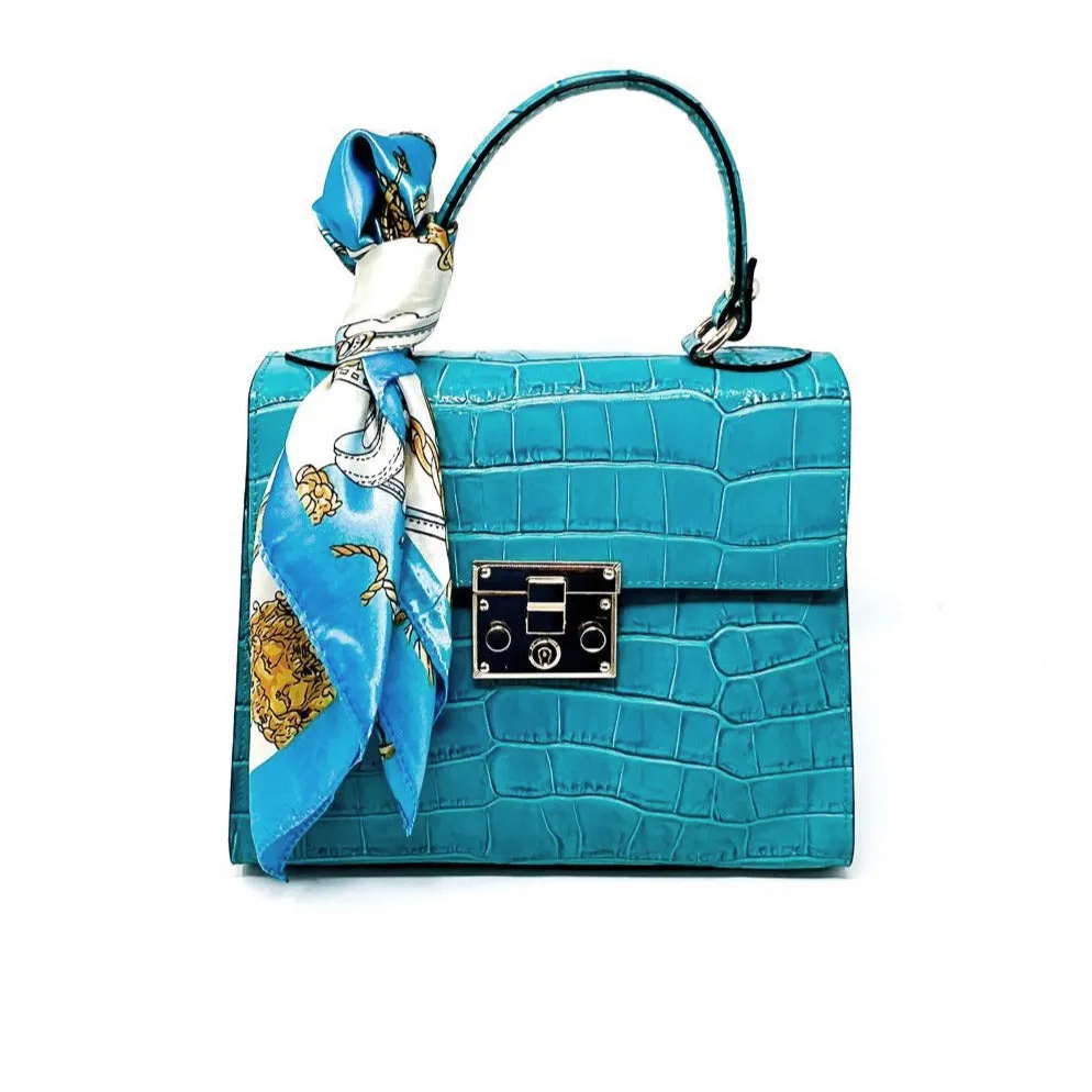 Kevin's Ladies Leather Hand Bag with Silk Scarf
