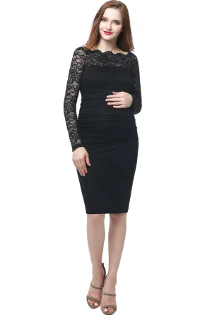 Kimi   Kai Maternity "Hannah" Off-the-Shoulder Midi Dress