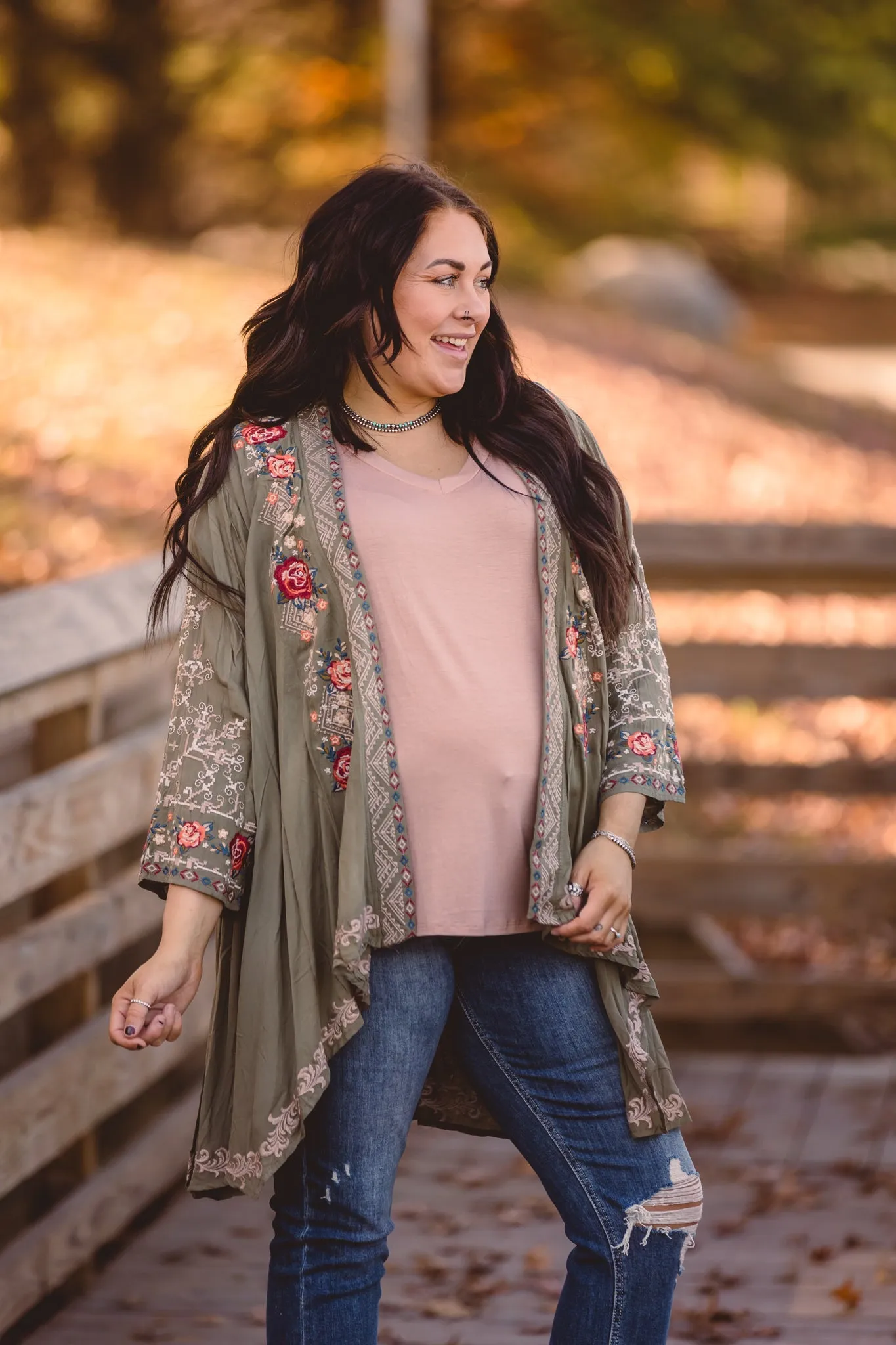 Latte Bamboo Fabric V Neck T-Shirt