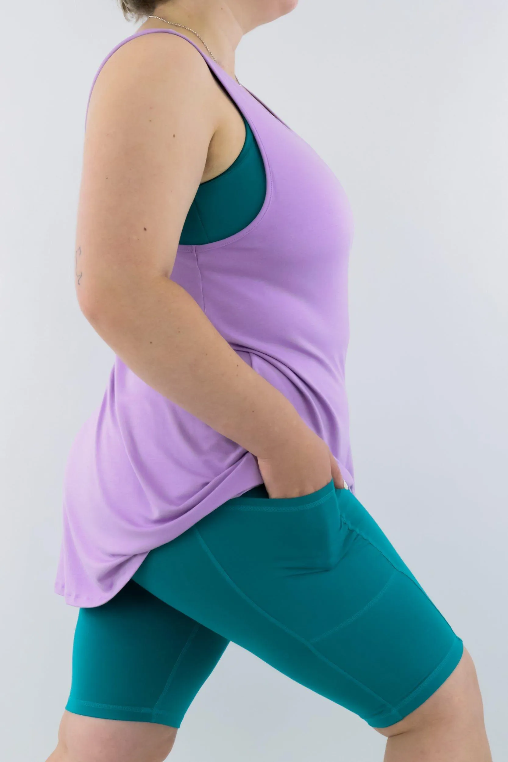 Lavender - Long Tank Top - V-neck - Sleeveless