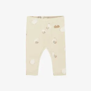 Legging long beige à motifs de papayes en coton biologique, naissance || Papayas patterned beige long legging in organic cotton, newborn