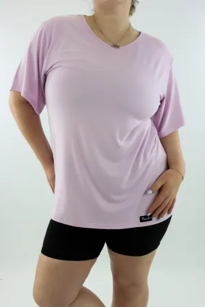 Lilac - T-shirt - V-neck - Long - Wide Sleeve