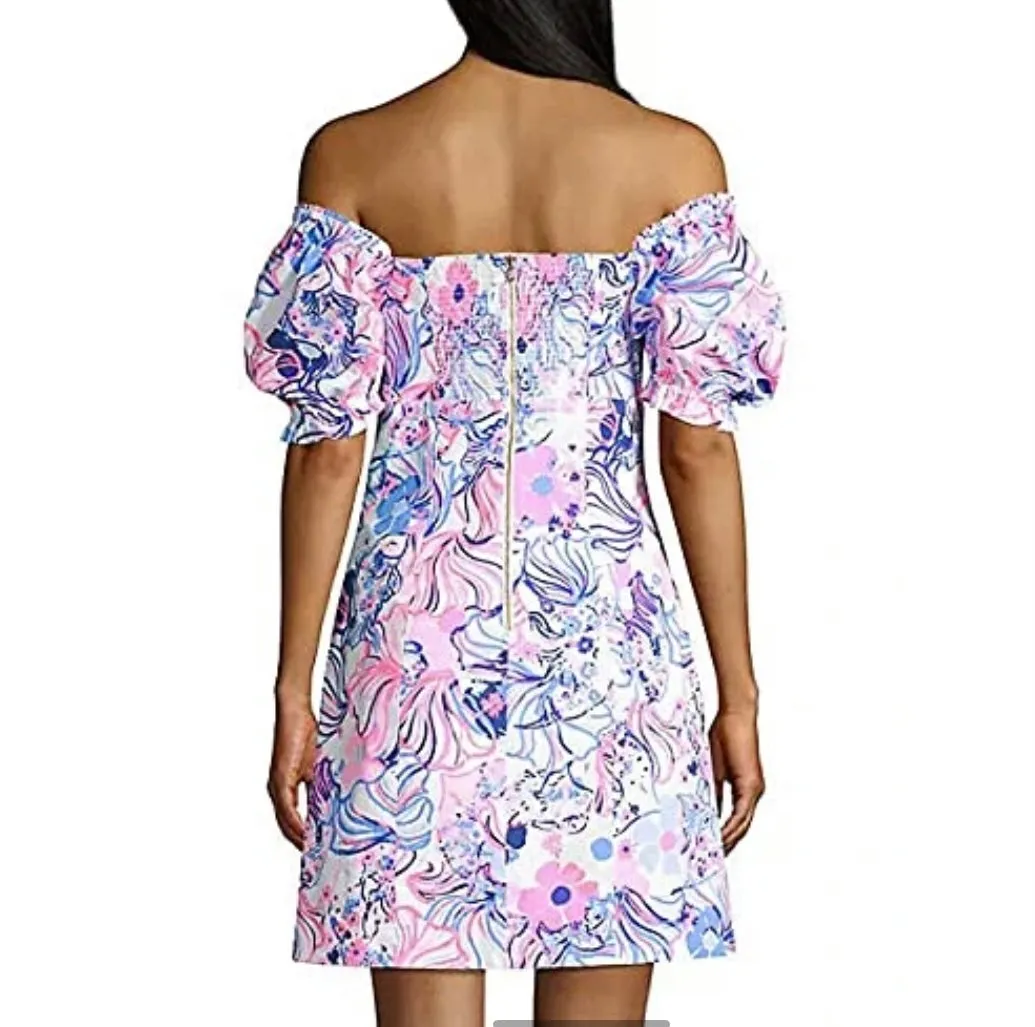LILLY PULITZER Keisha Off The Shoulder Stretch Dress Prosecco Pink Size 6