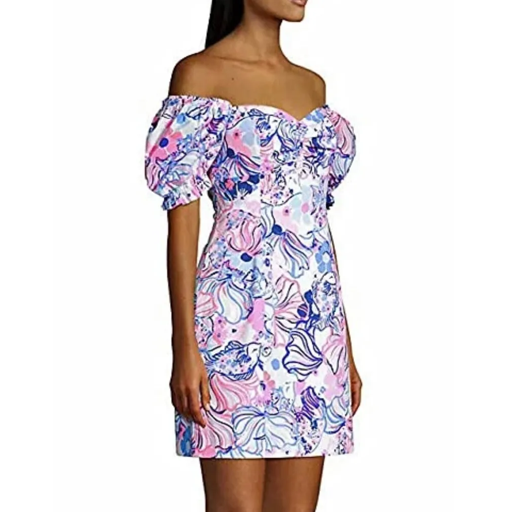 LILLY PULITZER Keisha Off The Shoulder Stretch Dress Prosecco Pink Size 6