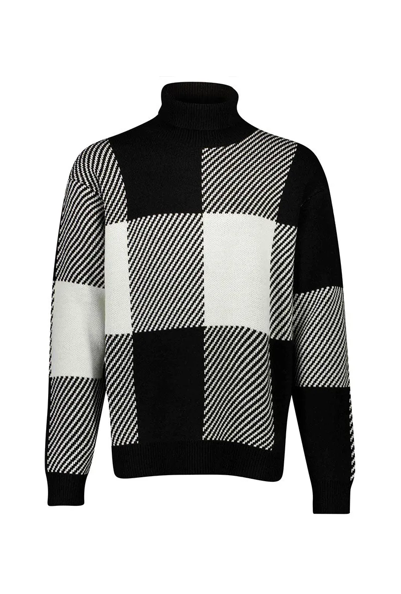 LINDBERGH CHECKED ROLL NECK KNITWEAR