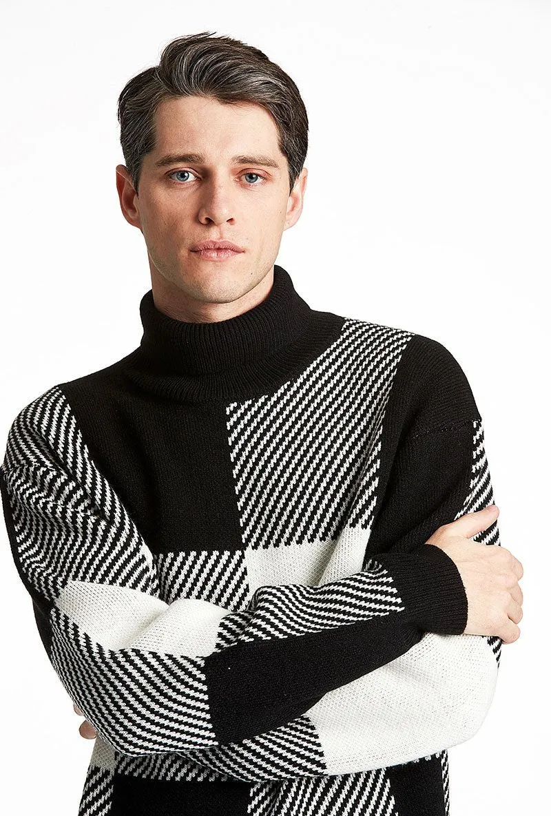 LINDBERGH CHECKED ROLL NECK KNITWEAR