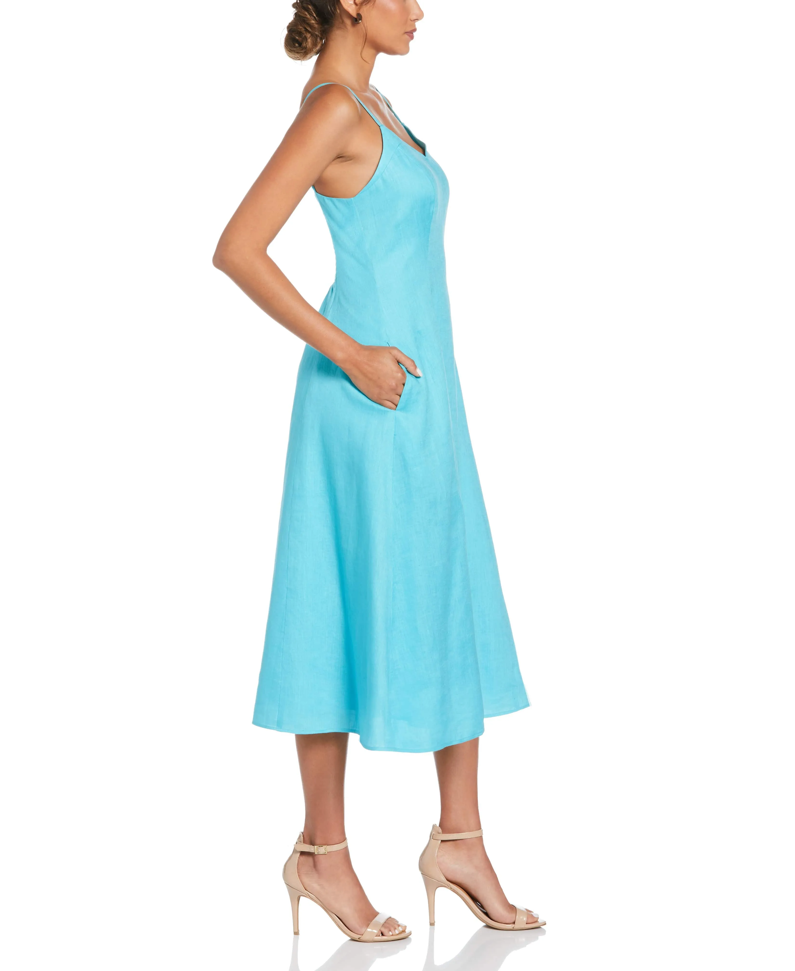 Linen Thin Strap Midi Dress