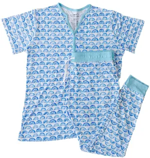 Little Sleepies Blue Rainbows Two-Piece Women's Bamboo Pajama Set