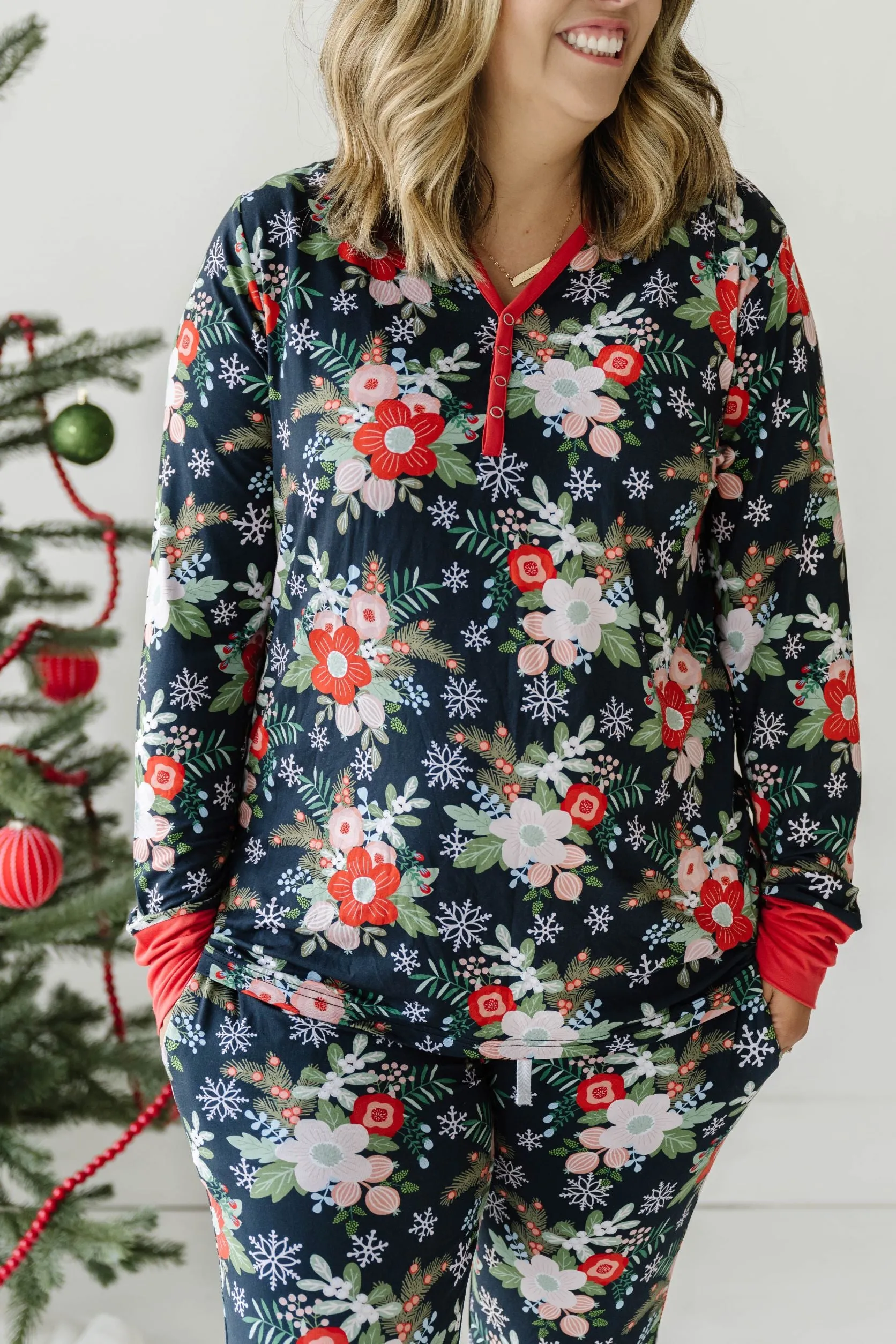 Little Sleepies Poinsettia Floral Women's Bamboo 2pc Pajama Set