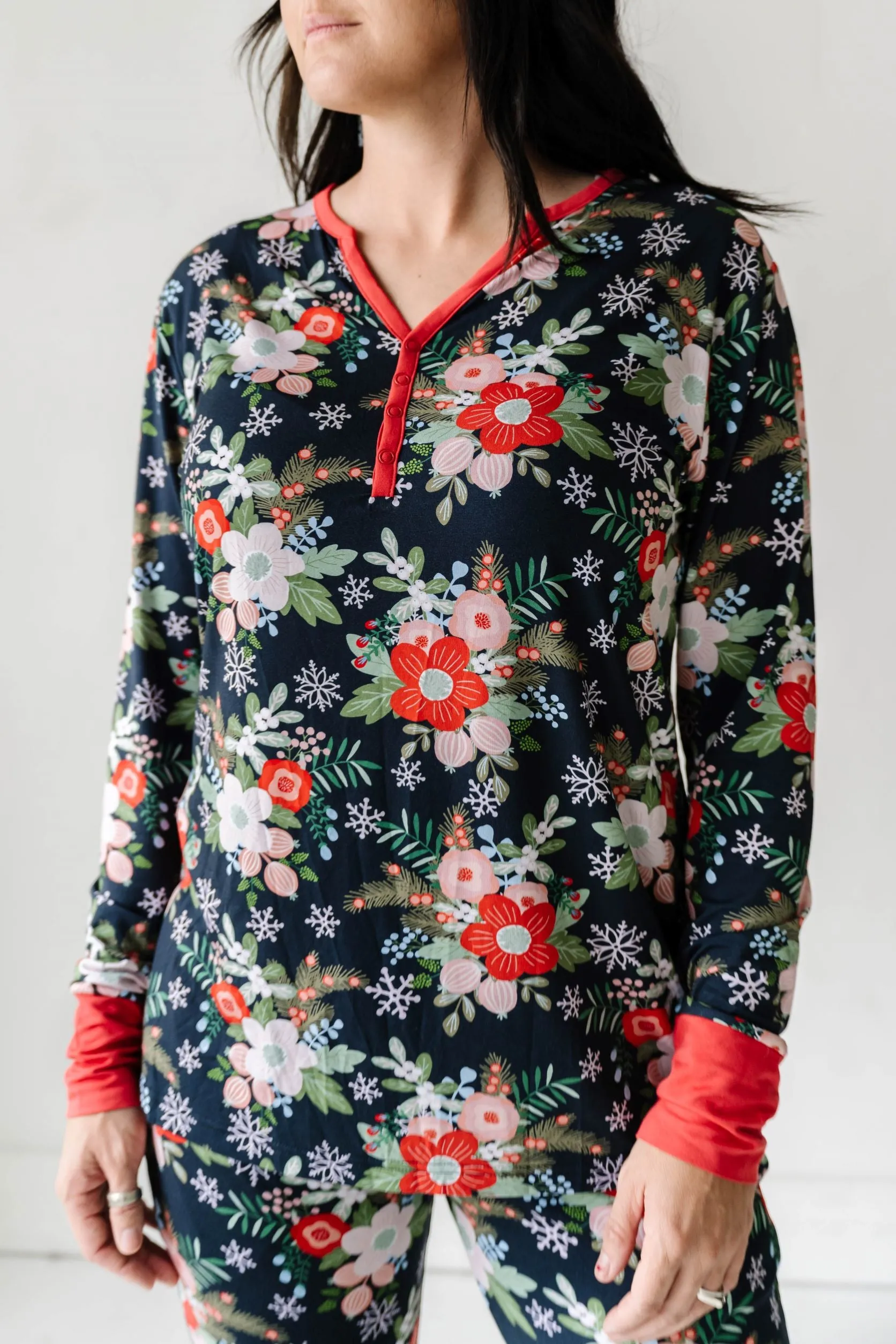 Little Sleepies Poinsettia Floral Women's Bamboo 2pc Pajama Set