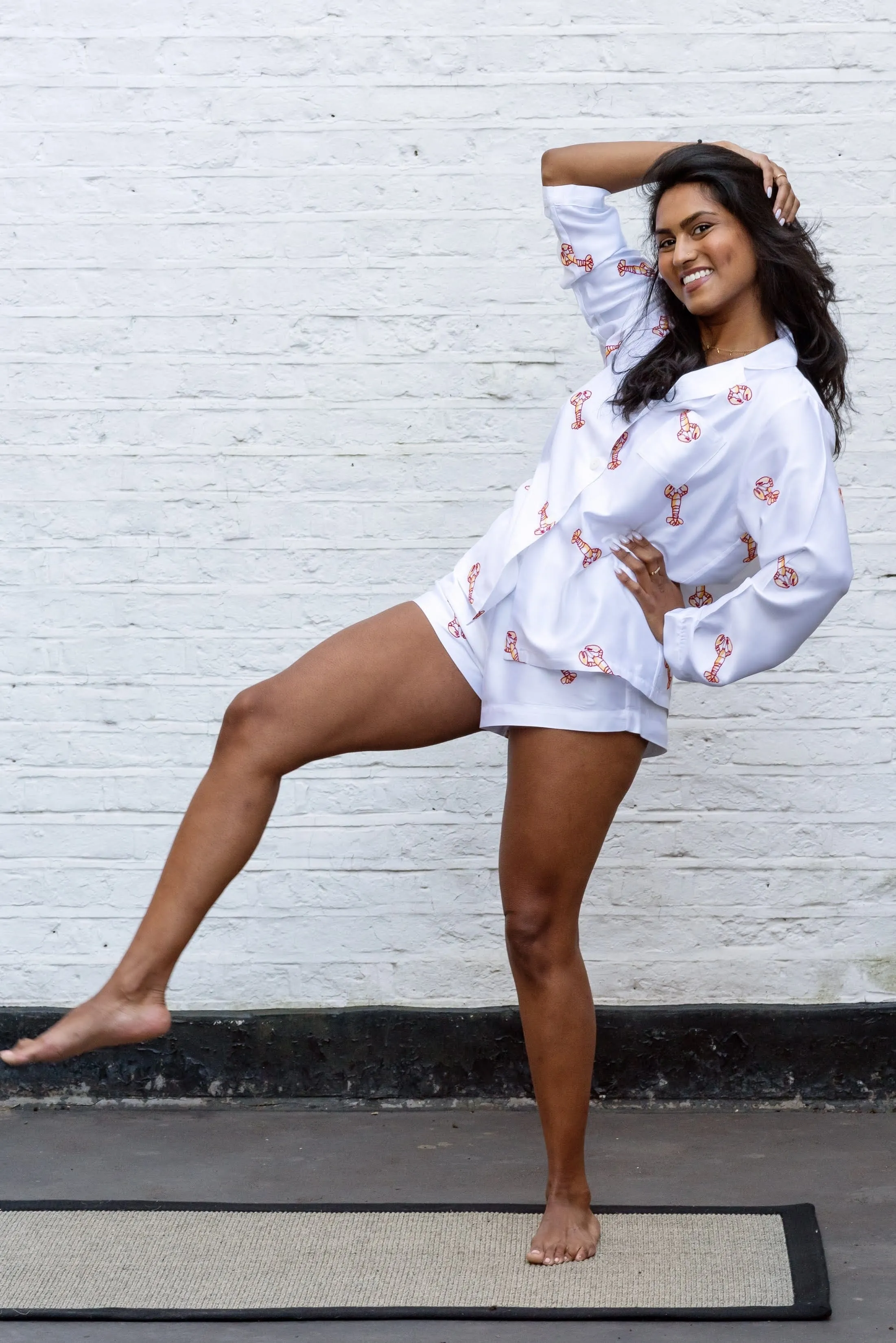 Lobster Edition Bamboo Vegan Silk Pyjama Set | Short
