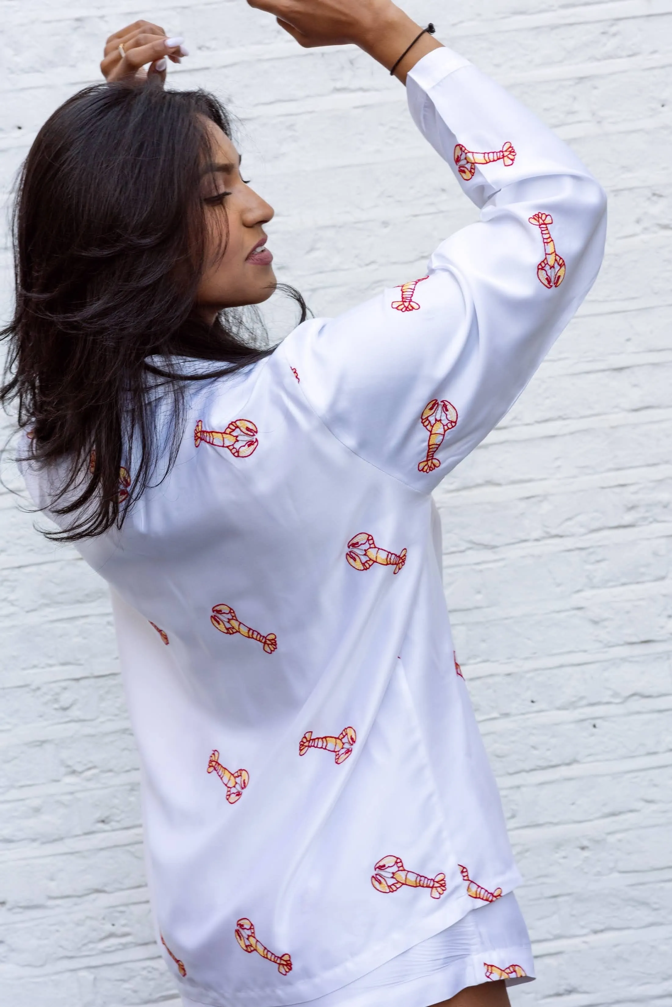 Lobster Edition Bamboo Vegan Silk Pyjama Set | Short