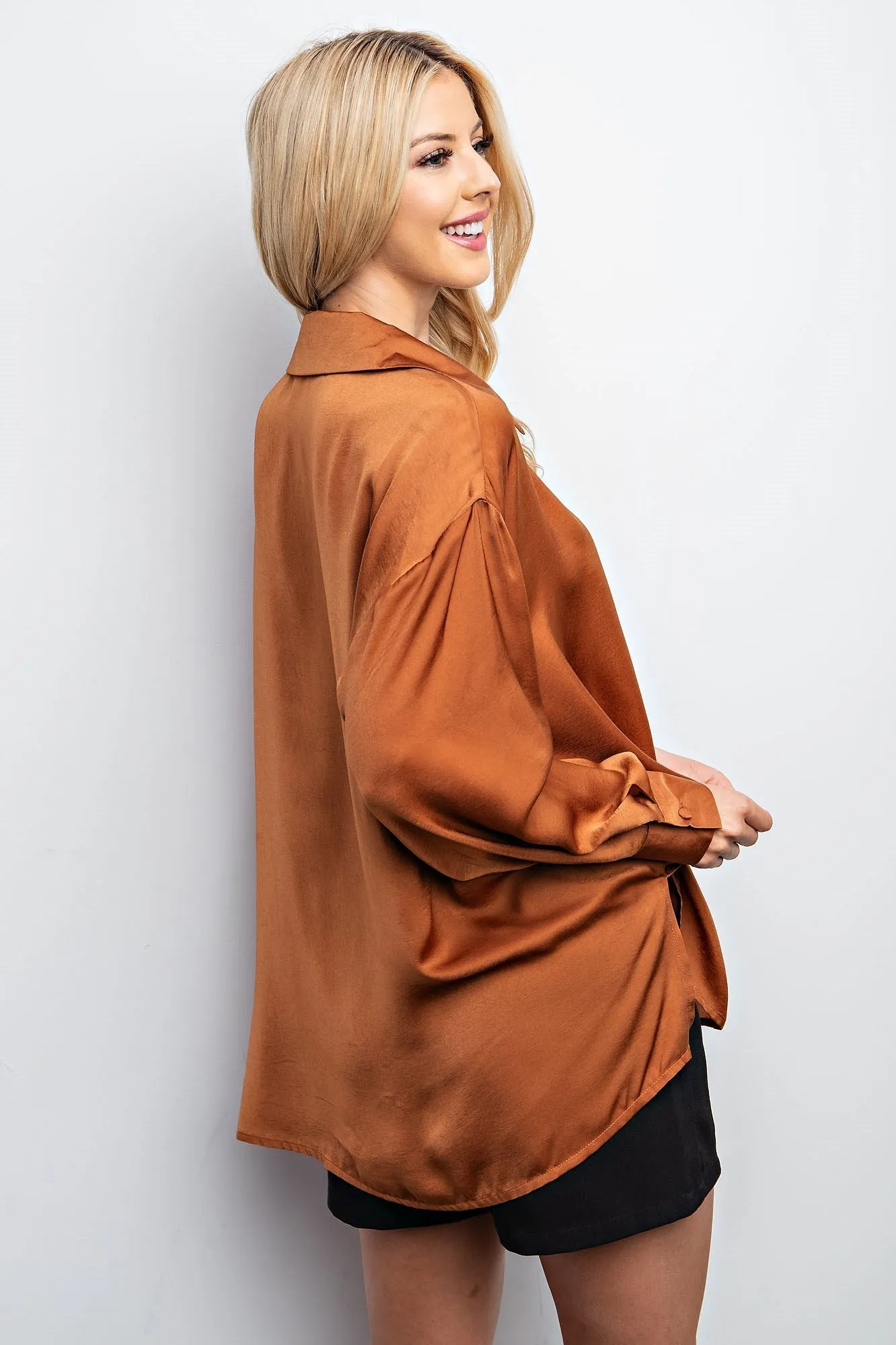 Long Sleeve Collared Blouse