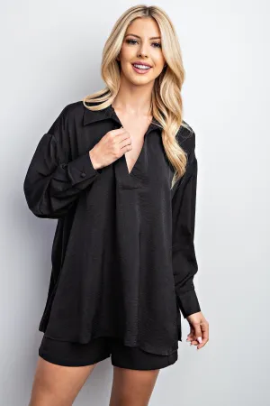 Long Sleeve Collared Blouse