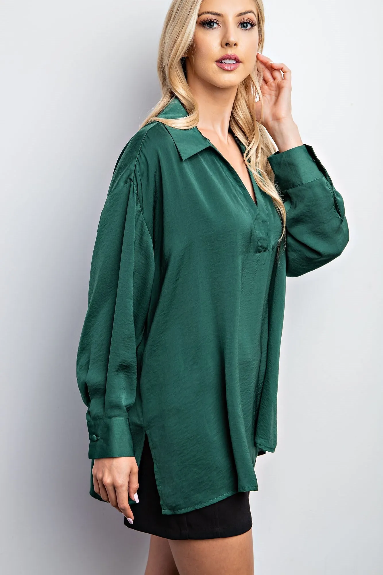 Long Sleeve Collared Blouse