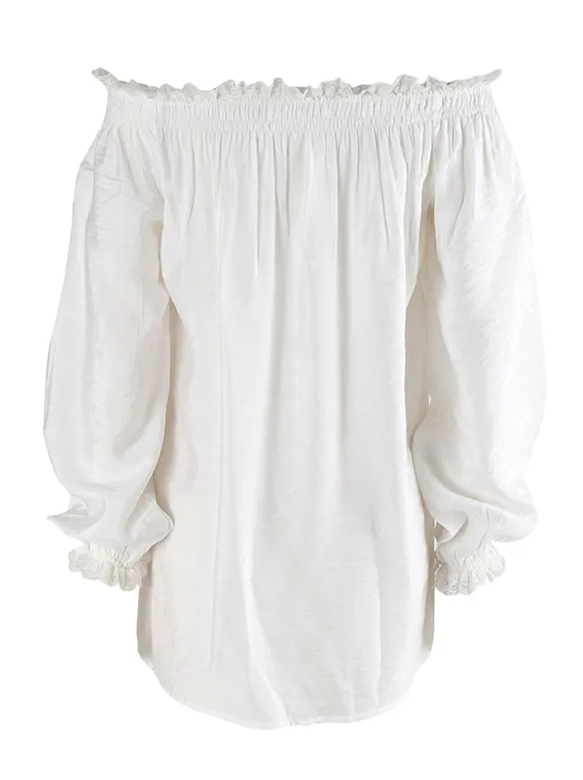 Long Sleeves Cotton Off Shoulder Peasant Tops Blouse Shirt