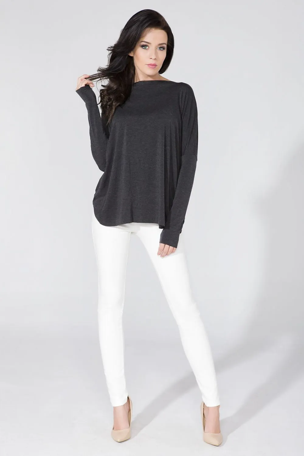 Luxurious Raw-Edge Knit Blouse
