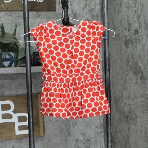 Maggie & Zoe Girls Toddler Peplum Babydoll Shirt Top Red / White Polka Dot 4T