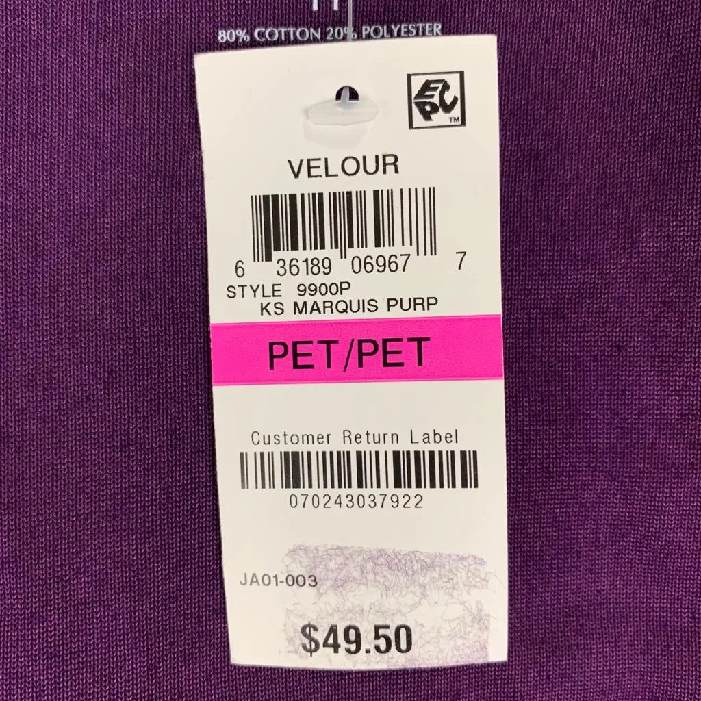 Marquis Purple Velour Full Zip Mock-Neck Petite Women's Jacket