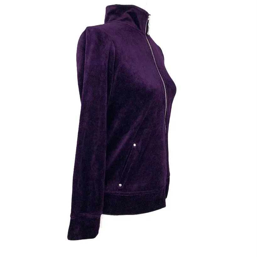 Marquis Purple Velour Full Zip Mock-Neck Petite Women's Jacket
