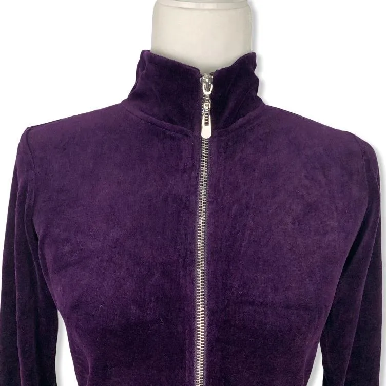 Marquis Purple Velour Full Zip Mock-Neck Petite Women's Jacket