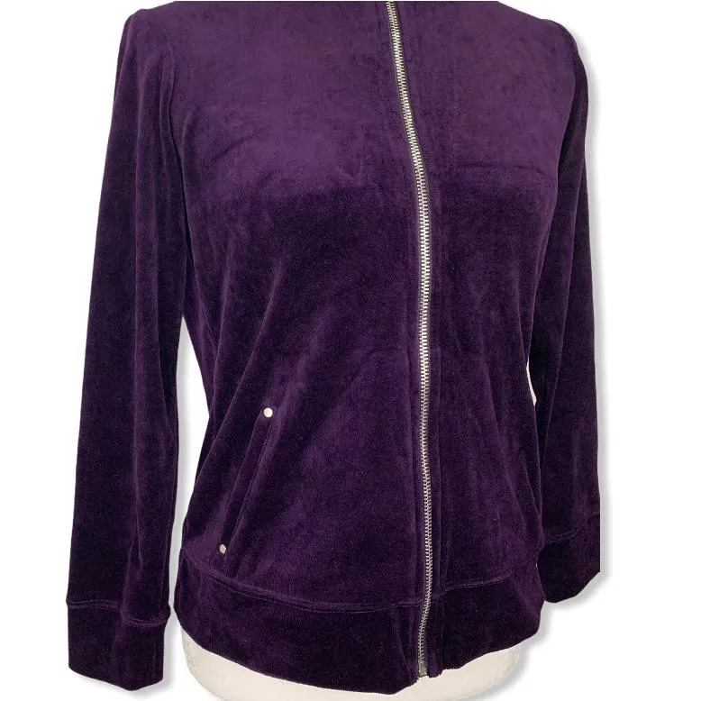 Marquis Purple Velour Full Zip Mock-Neck Petite Women's Jacket