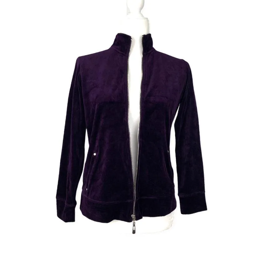 Marquis Purple Velour Full Zip Mock-Neck Petite Women's Jacket